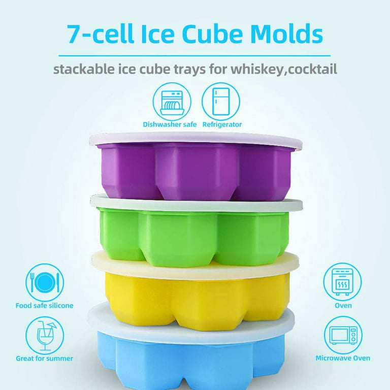  Large Ice Cube Tray with Removable Lid, 3PCS Big Square  Silicone Ice Cube Molds, Reusable Silicone Mold for Whiskey Cocktail  Bourbon Soups Frozen Treats : Home & Kitchen