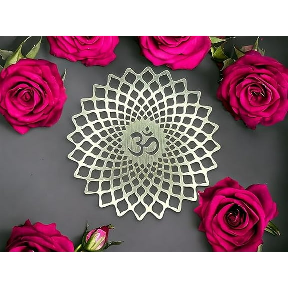 Round Om Decorative Wall Art | Wooden Om Chakra for Home Decor, Temple, Living Room, Bedroom, Office, Hotel | Gift Items | Wall Hanging for House Decoration (15x15 cm)