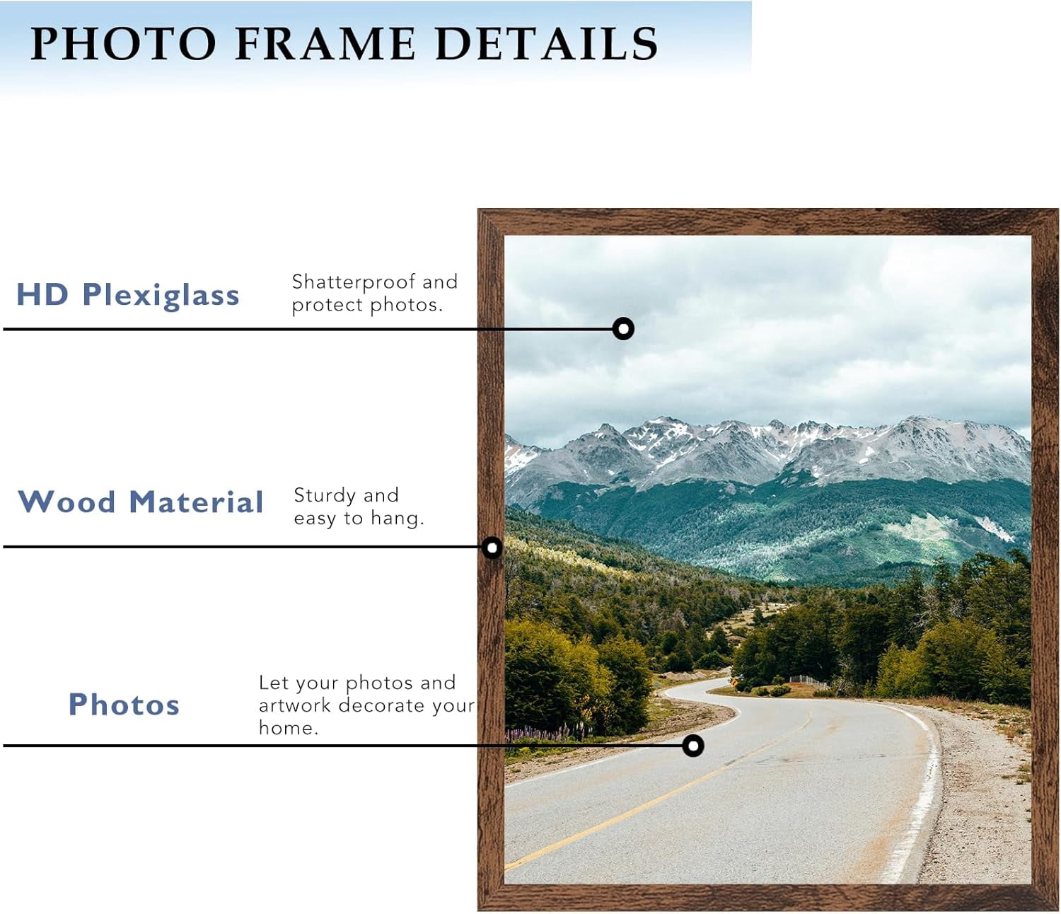 12x15 Picture Frame Deep Brown for Wall Hanging, Wood 12 x 15 Frame Photo Frame for Wall Horizontally or Vertically, Deep Brown, 3 Pack