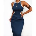 thumbnail image 5 of Womens Dresses Fashion New Round Neck Pullover Tight Hollow Backless Sexy Dress Bag Hip Midi Skirt, 5 of 6