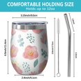 thumbnail image 5 of Floral 12oz Stainless Steel Insulated Wine Tumbler with Lid and Straw – Double Wall Vacuum Mug for Hot & Cold Drinks, 304 Steel Interior, Sweat-Free Design,Thanksgiving,Christmas, Spring,Flower, 5 of 5