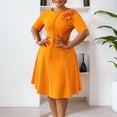 thumbnail image 2 of AURA Plus Size Women 2026 Summer Round Neck High Waist Elegant A Line Midi Dress, 2 of 10