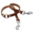 thumbnail image 3 of Genuine Leather Double Dog Leash - Two Dog Coupler (Brown, Small: 15" long by 1/2" wide), 3 of 3