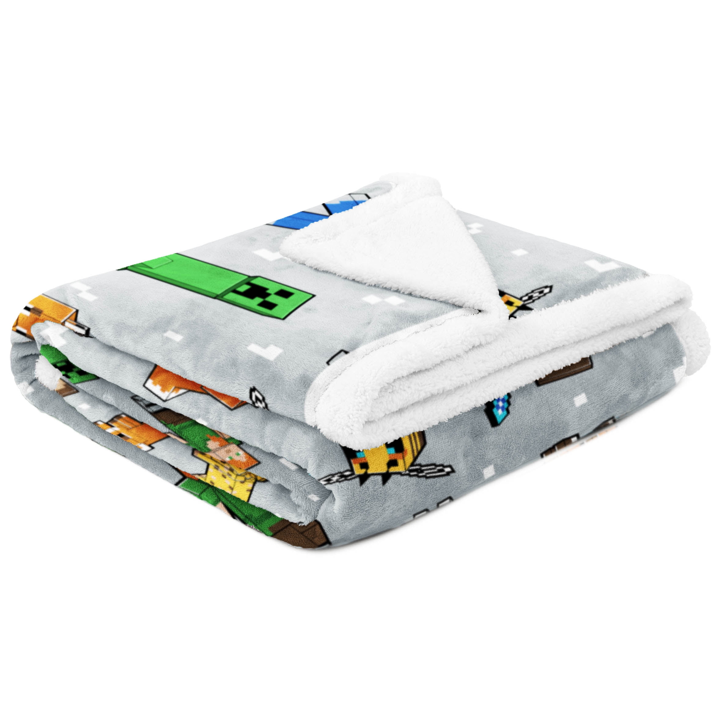 Minecraft Silk Touch Blanket with Sherpa Fleece Back, 50" x 70"