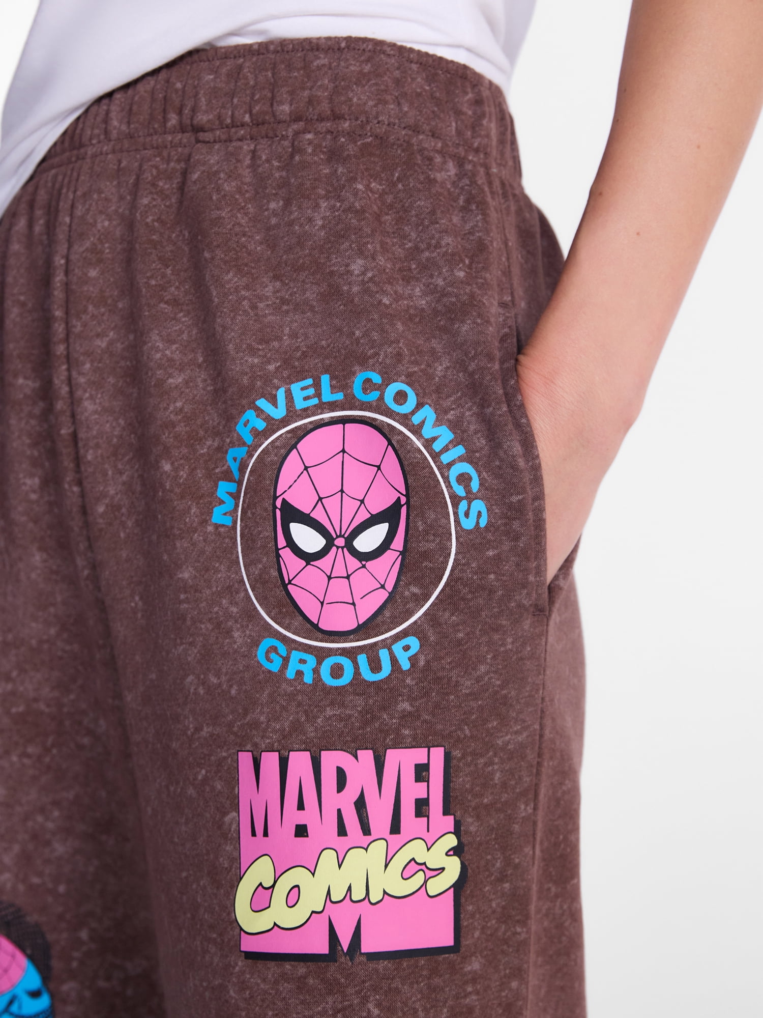 Marvel Spider-Man Women's Fleece Washed Graphic Wide Leg Jogger Pants, Sizes XXS-XXL