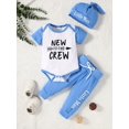 thumbnail image 5 of Cute & Casual "DADDY AND ME" Letter Print Outfit - Short Sleeve Onesie Romper & Pants & Hat Baby Boys Set, 5 of 5