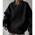 thumbnail image 6 of Women'S V Neck Oversized Sweatshirts Casual Drop Shoulder Long Sleeve Pullover Tops Black XL, 6 of 9