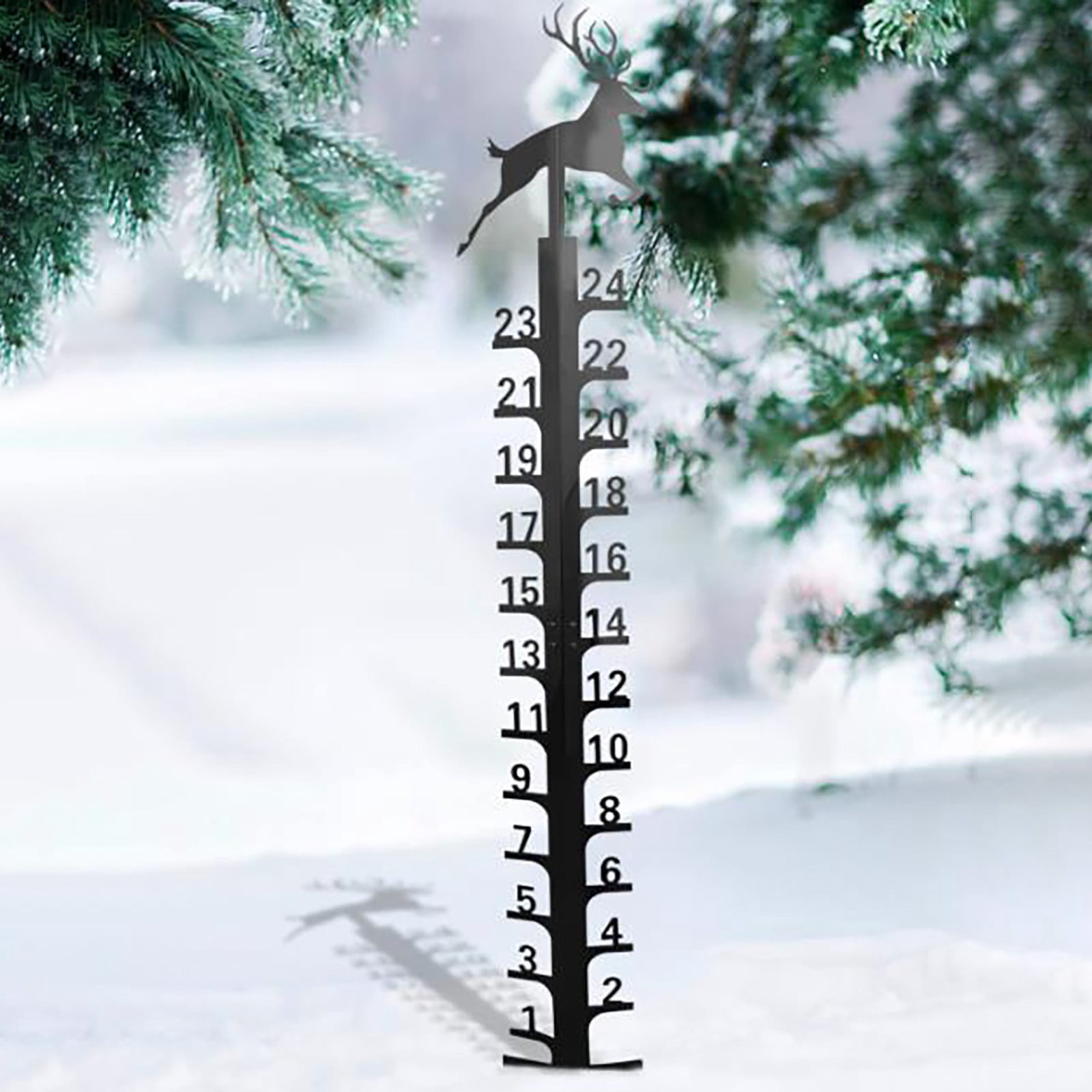 HongHeng 1Pc Snow Gauge Outdoor, 35 Inch Snowfall Measuring Gauge, Winter Snowflake Metal Ruler, Metal Snow Measuring Stick Snow Gauges, Christmas Rain Gauge Outdoor Decoration Gift