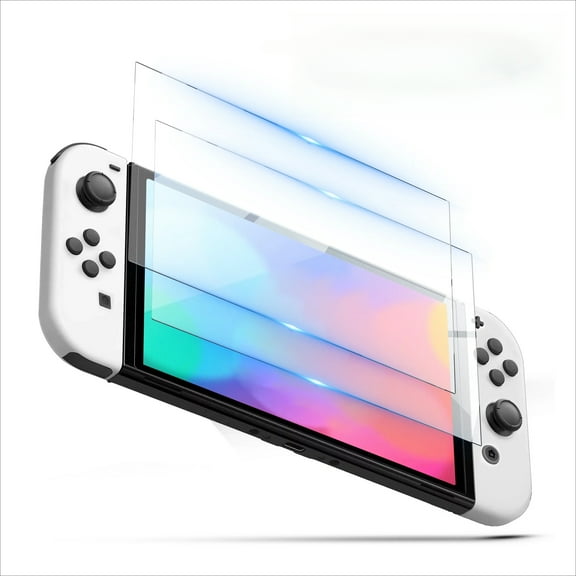 2-Pack Nintendo Switch OLED Tempered Glass Screen Protector (2021 Model) | 9H Military-Grade Anti-Scratch, Ultra HD Bubble-Free, Anti-Fingerprint, Easy Installation