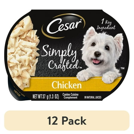(12 pack) Cesar Simply Crafted Chicken Wet Dog Food, 1.3 Oz Tub
