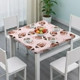 thumbnail image 3 of Pink Footballs with Bows Pattern Square Fitted Tablecloth with Elastic Edge,Square Table Cover,Washable Elastic Table Cover for Home Kitchen Party Decor 34"x34", 3 of 6