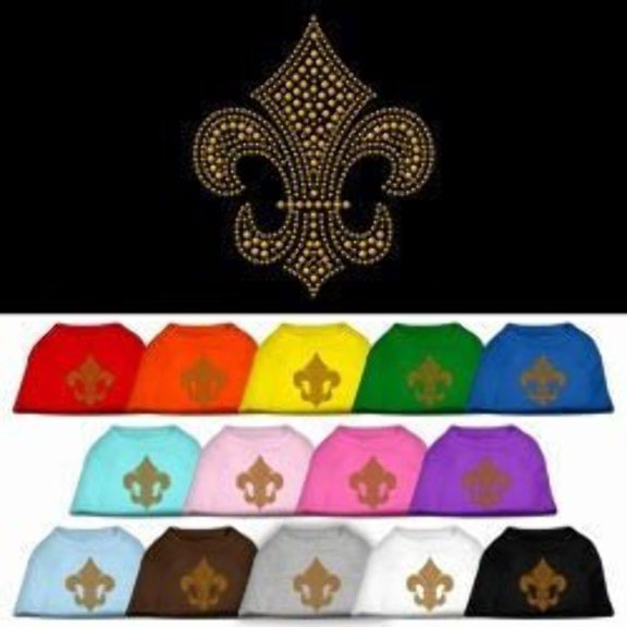 Pet Dog Cat Shirt Rhinestone, "Gold Fleur De Lis"