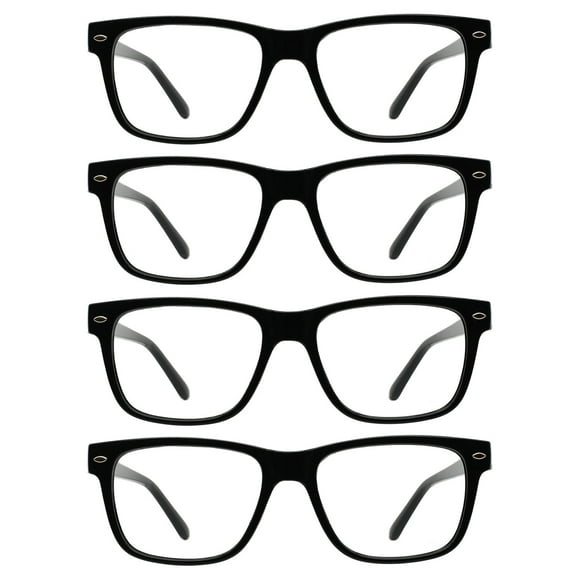 WEMOOTANTS 4 Pack Reading Glasses for Women Men, Large Square Black Readers 1.5 Mens Designer Reader Glasses