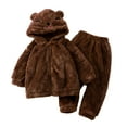 thumbnail image 2 of Wavsuf Outfits Set Clothes for Kids Top+Pant Zipper Warm Home Winter Brown Pajama Set Size 12-18 Months, 2 of 3
