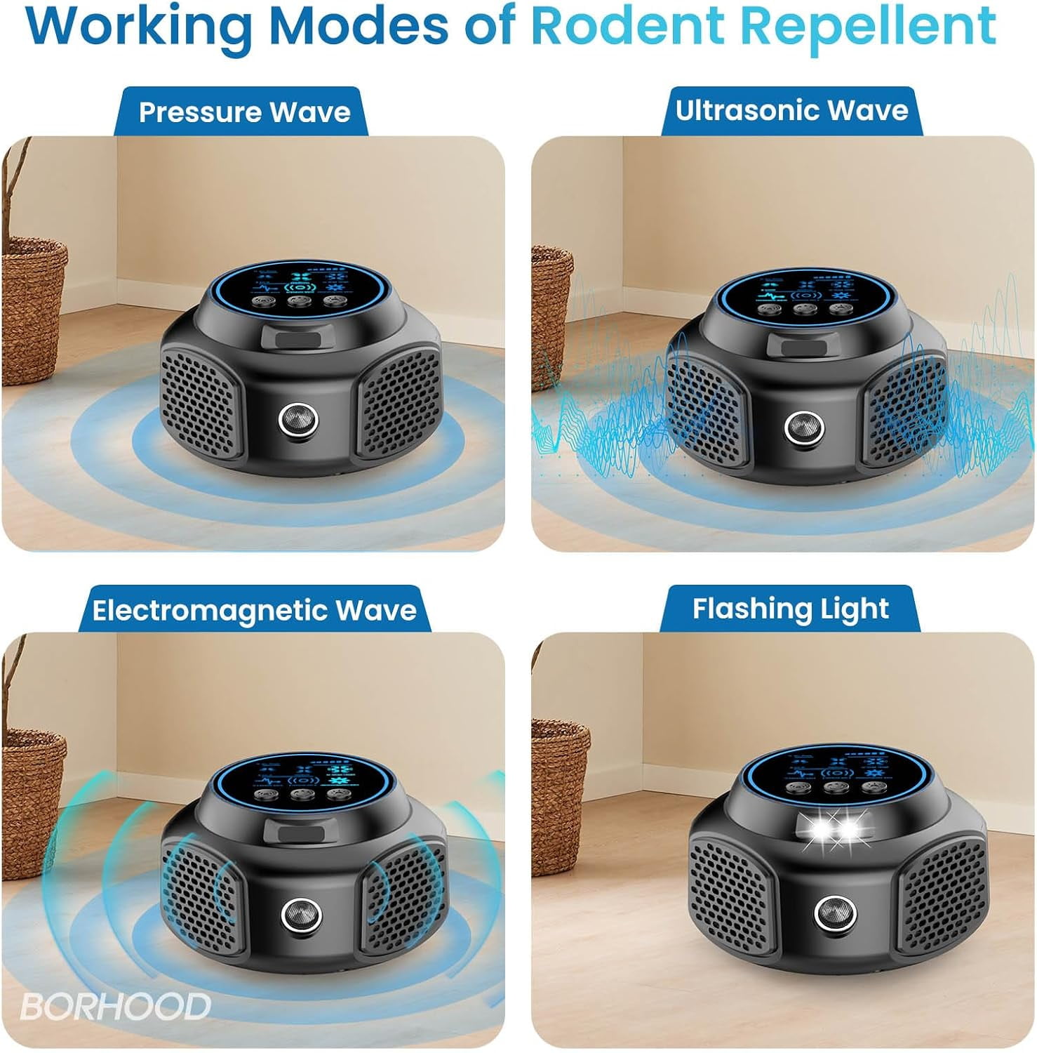 Rodent Repellent Ultrasonic Plug in, Mouse Repeller Indoor, Electronic Rodent Deterrent, Rat and Squirrel Control Device, Home Garage Kitchen Attic