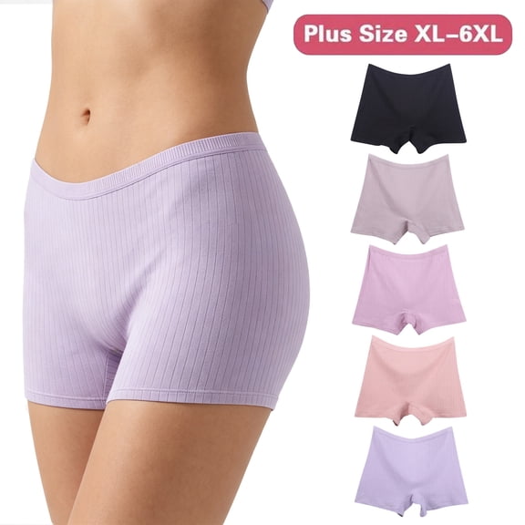 Dgankt Women's Underwear Women's Solid Plus Size High-Rise Cotton Safety Shorts - Ladies Soft Full Moisture-Wicking Stretchy Underwear for Yoga, Gym Workouts & Anti-Chafing Protection XL-6XL
