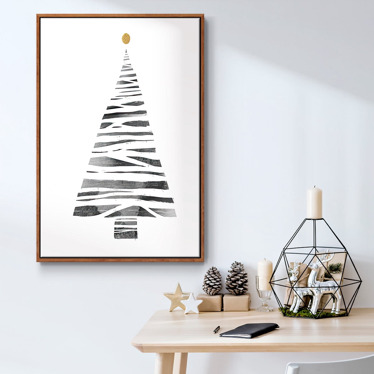Christmas Tree I - Framed Gallery Wrapped Holiday Canvas - 25 x 37 - Rosewood Frame