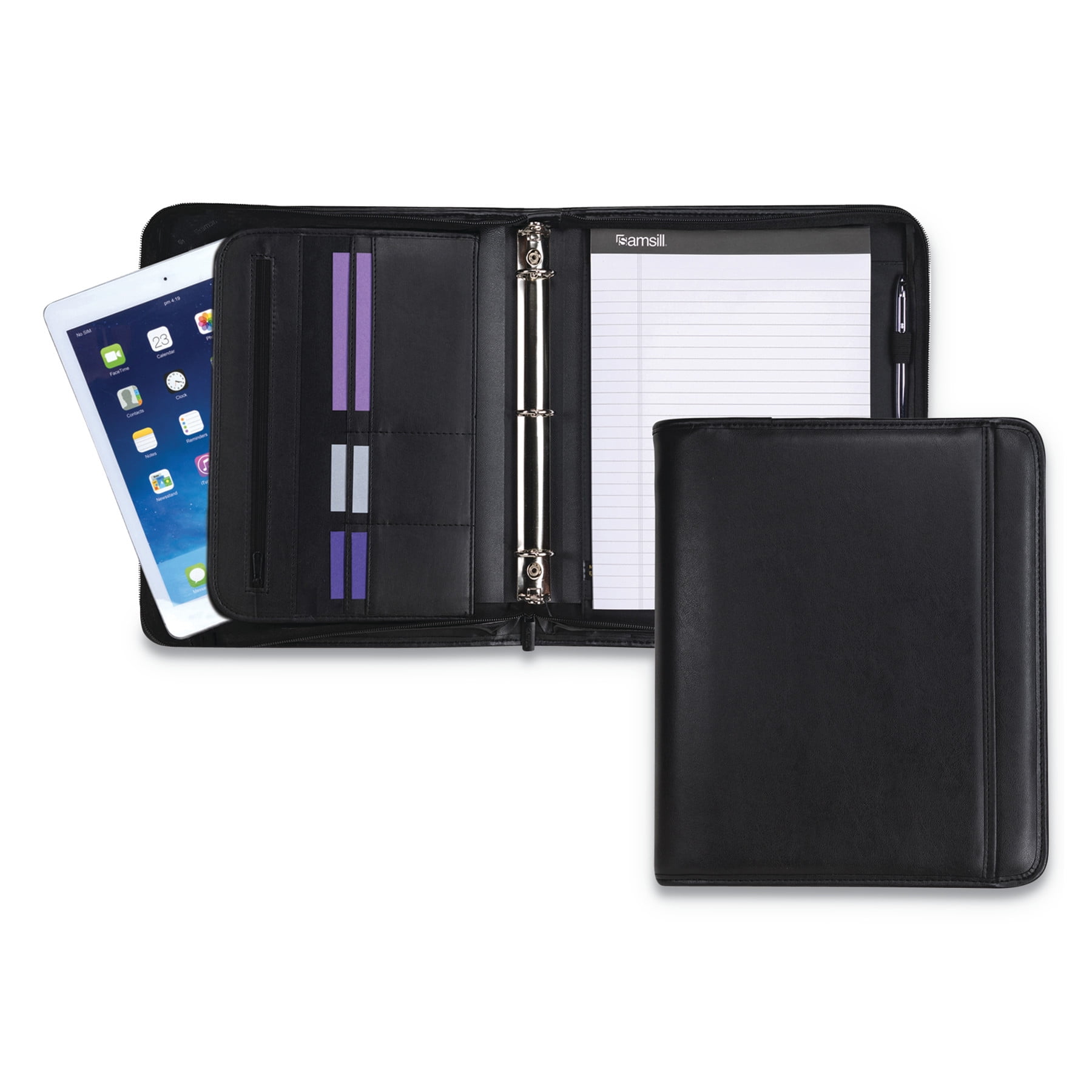 Samsill Professional Zippered Pad Holder/Ring Binder, Pockets, Writing