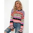 thumbnail image 6 of Women'S Colorful Sweater Crochet Open Knit Long Sleeve Crew Neck Oversized Sweater, 6 of 8