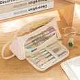 thumbnail image 5 of Estuche para lápices duradero de gran capacidad, estuche para lápices con compartimento multifuncional, estuche para lápices para niñas de papelería para estudiantes (rosa crema), 5 of 5