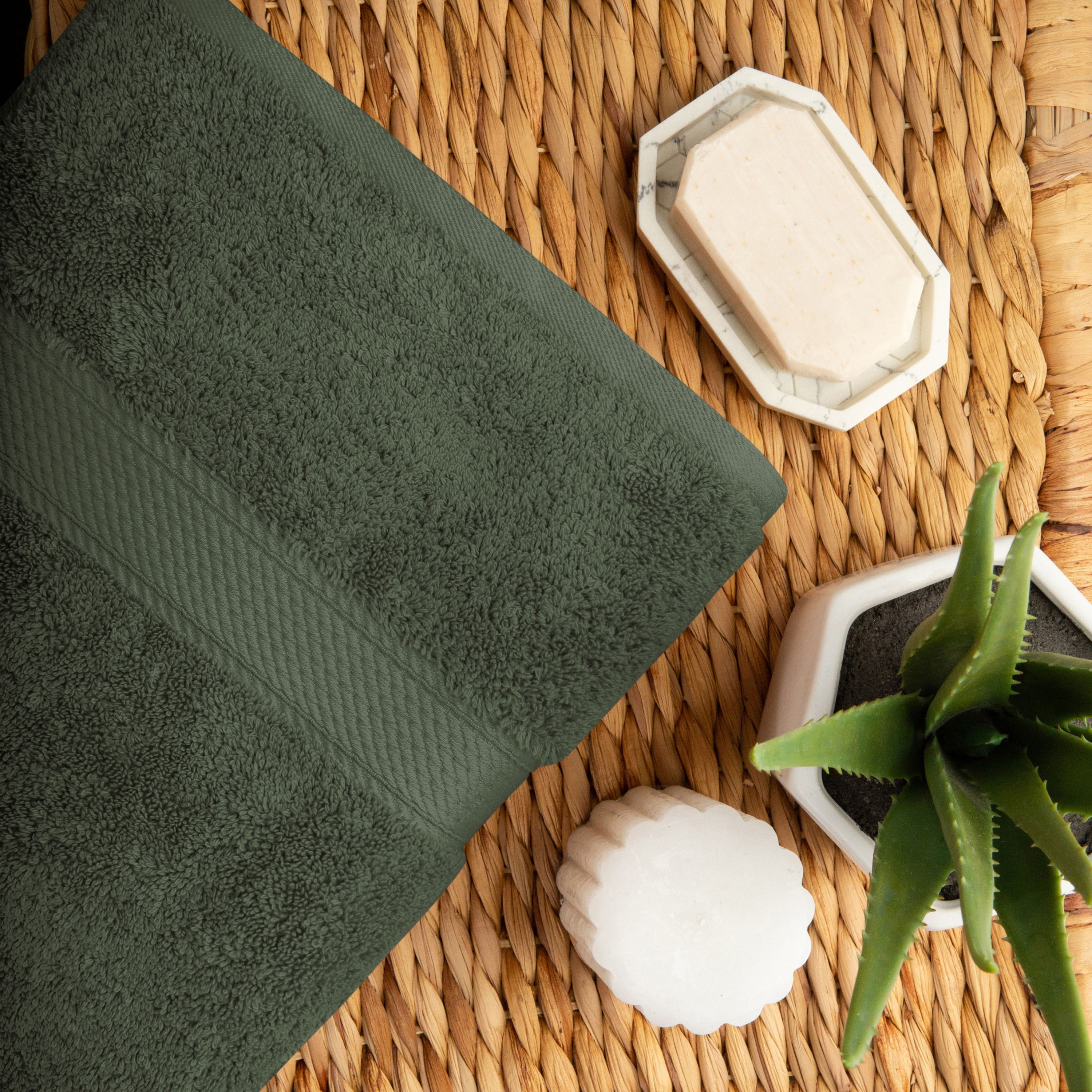 Superior Cotton Waffle Honeycomb 2-Piece Bath Sheet Set ,Forest Green