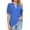 Blue, variant on Women's V Neck Eyelet Lace Puff Short Sleeve T Shirt, Hollow Out Blouse for Summer Casual Wear, Lightweight and Breathable, Trendy Cute Top Red S