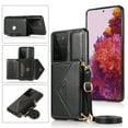 thumbnail image 1 of Wallet Case for Galaxy S21 Ultra, Detachable Crossbody Lanyard Strap PU Leather+Soft TPU Bumper Magnetic Clasp Back Flip Credit Card Slots Kickstand Cover for Samsung Galaxy S21 Ultra, Black, 1 of 10