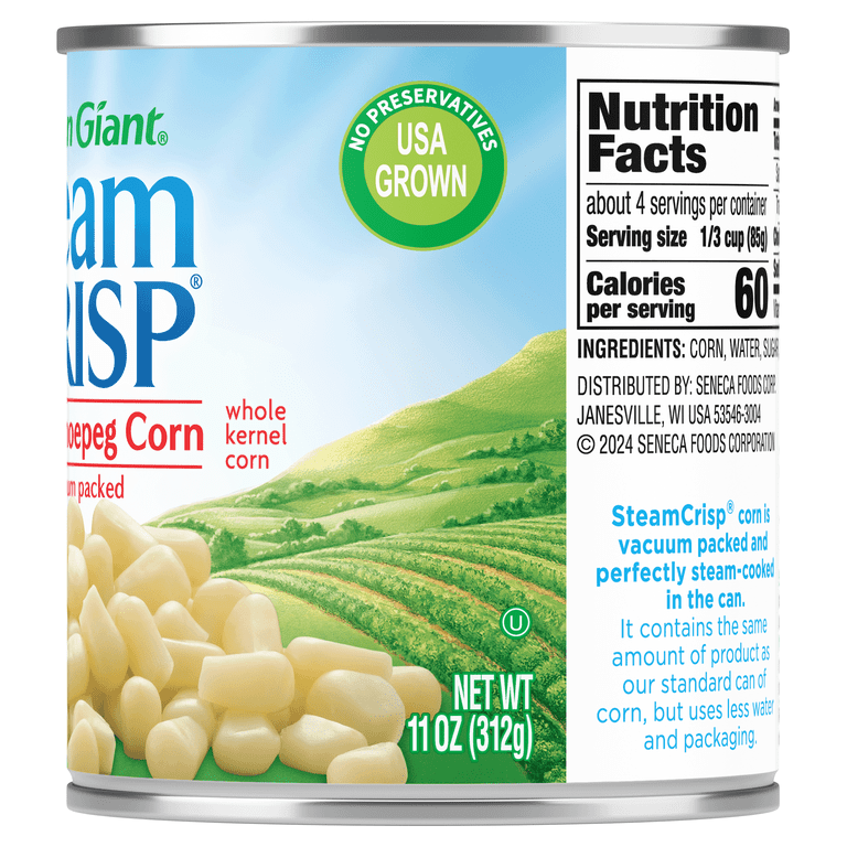 Green Giant Steam Crisp Whole Kernel Vacuum Packed White