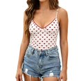 thumbnail image 4 of WHEANG Polka Dot Tank Tops for Women Summer Fashion Slim Fit Camisole Adjustable Spaghetti Strap Sleeveless Tank Top Y2K Vintage Fitted V-Neck Camisole Tops for Women Size L Red, 4 of 5