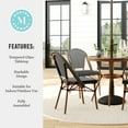 thumbnail image 6 of Martha Stewart 31.5" Round Indoor-Outdoor Bistro Dining Table with 4 Stackable Bistro Chairs - Black/White with Natural Woodgrain Aluminum Finish Frame, 6 of 12