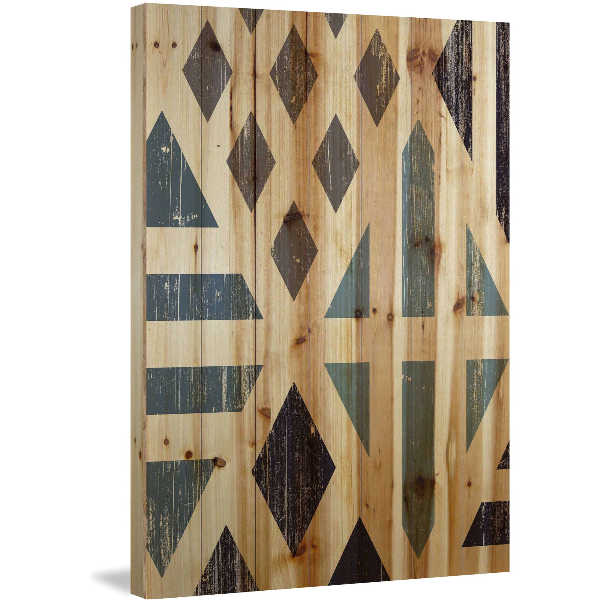 Marmont Hill - "Disconnected Diamonds" Painting Print on Natural Pine Wood
