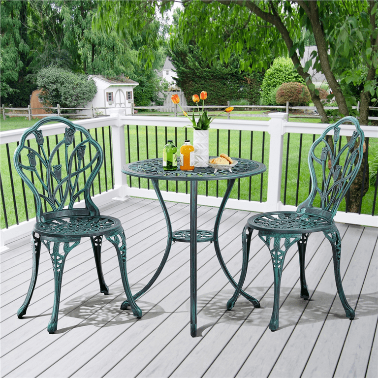 Yaheetech Piece Patio Bistro Table Set with Umbrella Hole, Green