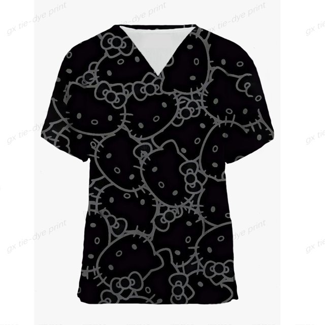Tops con estampado de Hello Kitty Para Mujer, Para dentista uniforme de trabajo, enfermera, Uniformes médicos Para Mujer, ropa de trabajo Para Hospital, 2024