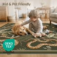 thumbnail image 4 of ODIKA 8'x10' Washable Area Rug Aesthetic With Vintage Scrollwork Accents Snake Tropical Botanical Playful for Dining Room, Large Office, Lounge, Non-Slip Chair-Friendly Mat, 4 of 7