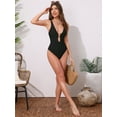 thumbnail image 5 of DARING DIVA Women's O Ring Cut Out Deep V Monokini Bikini X-Small Black, 5 of 6