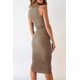 thumbnail image 3 of Vestido PRETTYGARDEN Midi Camel Ajustado sin Mangas con Corte S, 3 of 5