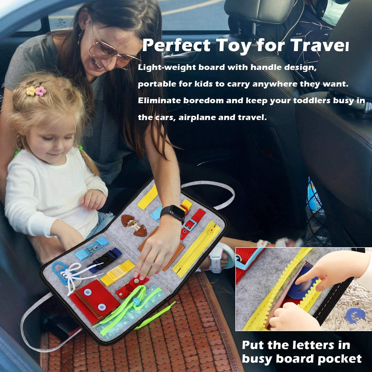 Busy Board Toys for Toddlers Sensory Toys for 1 2 3 4 Year Old Boys & Girls  Preschool Toddler Activities Educational Travel Buckle Toy Learning Basic  Dress Skills - Walmart.com