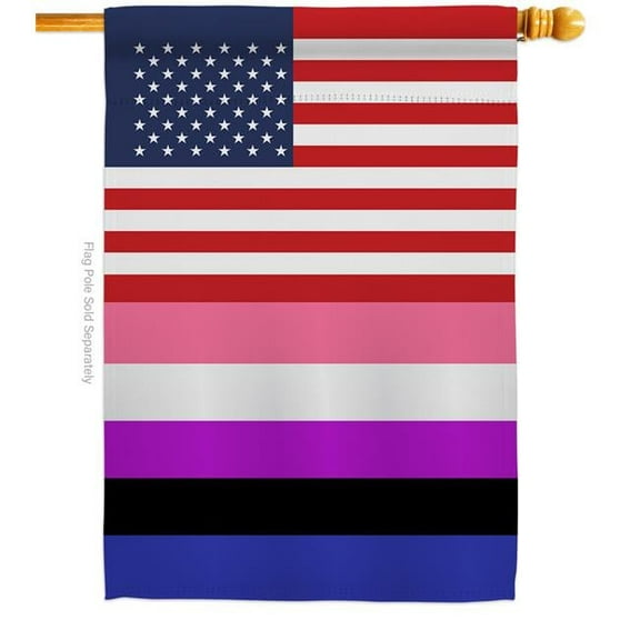 Americana Home & Garden H148033-BO US Genderfluidity Pride Support 28 x 40 in. Double-Sided Decorative Vertical House Flags for Decoration Banner Garden Yard Gift