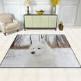 thumbnail image 3 of Dreamtimes Lightweight Soft Area Rugs, 80 x 58 inch（6'8" x 4'10"） Samoyed Dog Standing Outdoors Floor Mat for Kids Playing Room Hardwood Floor Living Room Nursery Rugs, 3 of 6