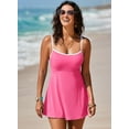 thumbnail image 4 of SHEWIN Women Bathing Suits One Piece Swimsuits Tummy Control Skirt Swimwear Swim Dress with Pocket Pink M, 4 of 10