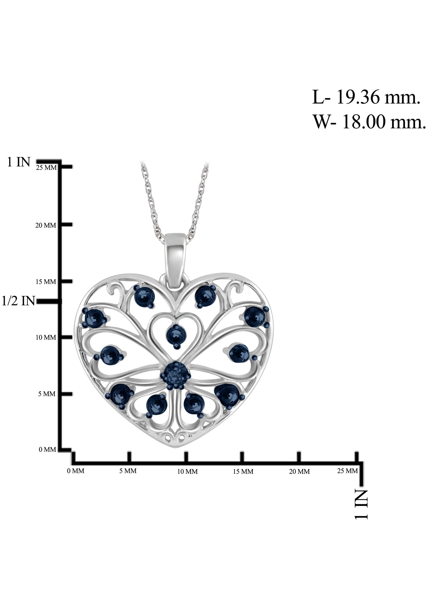 Blue Diamond Accent Sterling Silver Heart Pendant