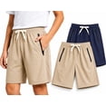 thumbnail image 3 of HILEELANG 5-15T Boys 2-Pack Quick Dry Athletic Sweat Shorts, Elastic Waist Active Shorts with Zipper Pockets for Kids Youth, 3 of 10
