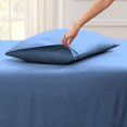 thumbnail image 2 of Split Top Queen Adjustable Flex Top Queen Size 100% Egyptian Cotton, Solid Medium Blue, 800 Thread Count, 18 inch Deep Pocket, 34" Split Top Sheets Bed 4 Piece Sheet Set, 2 of 6