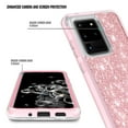 thumbnail image 3 of For Samsung Galaxy S20 Ultra Case, Full-Body with Front PC Frame Shockproof Protective Bumper Cover, Support Wireless Charging, Impact Resist Durable Phone Case (Pink Glitter), 3 of 5