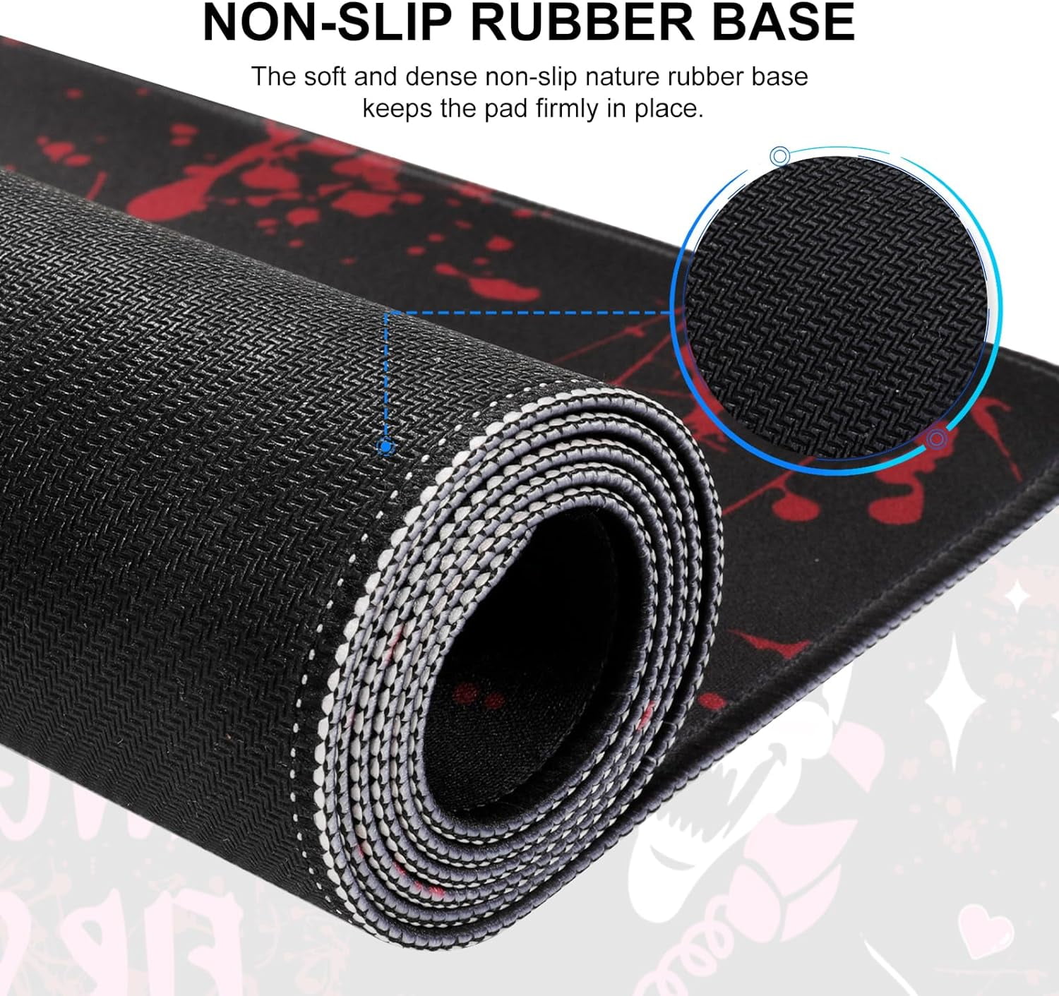 Ghost Face Desk Mat,Large Gaming XXL Mouse Pad, Desk Pad Large, with Non-Slip Rubber Base, XXL Computer Keyboard Mat with Stitched Edges, Extended Mousepad for Girls, Black Pink