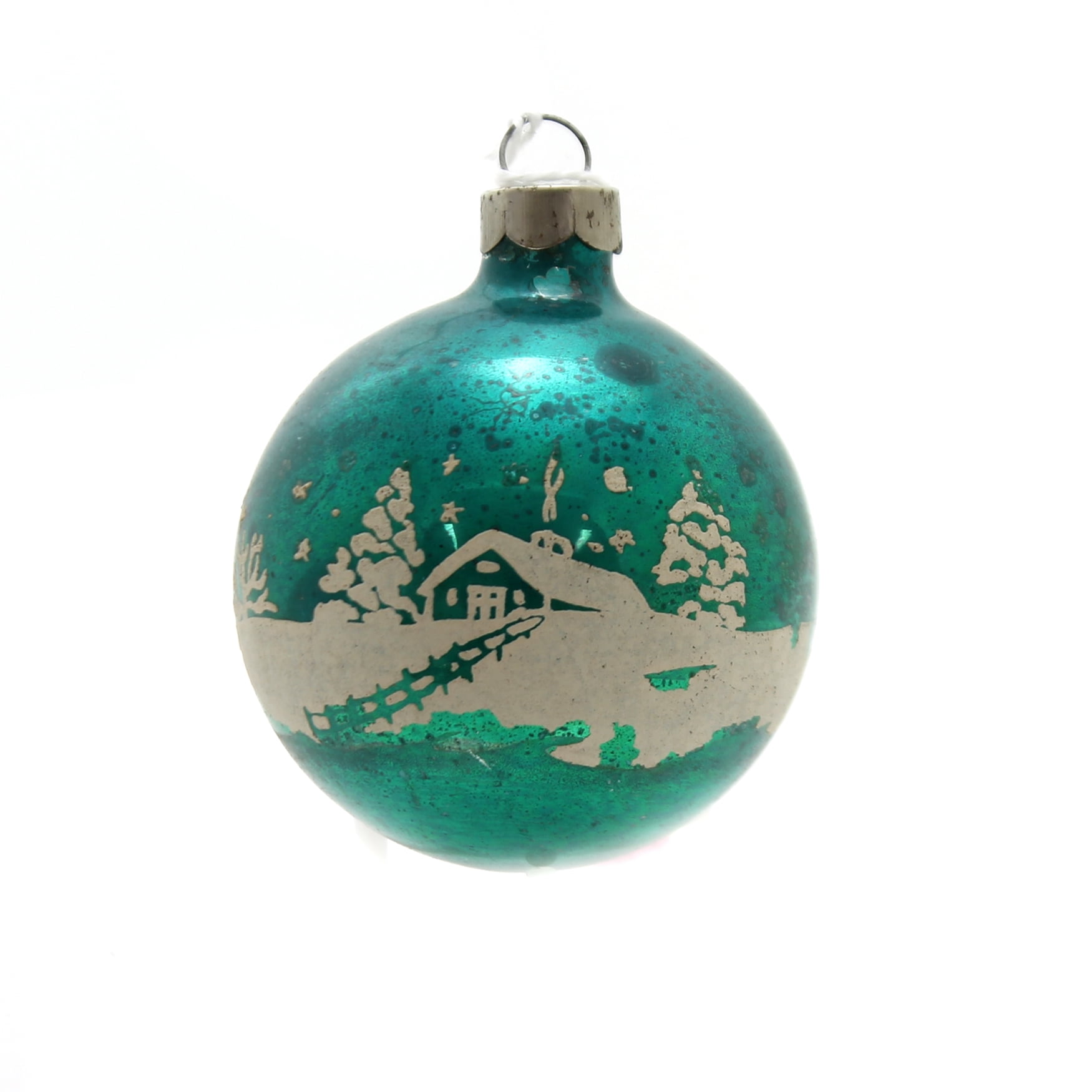 Holiday Ornaments FLOCKED BALL ORNAMENT Vintage USA Christmas Ta9051