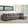 thumbnail image 2 of Contemporary Home Living 157" Madison Light Gray 5-Piece Modular Sectional Sofa Chaise, 2 of 6