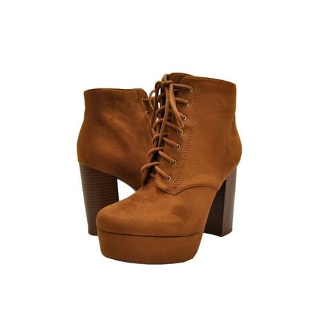

Delicious Erica-S Women s Chunky Heel Platform Lace Up Ankle Bootie