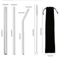 thumbnail image 3 of JoyMoreHome Stainless Steel Straw, Food Grade Reusable Metal Drinking Straw Set with 2 Cleaning Brushes and Carry Pouch for Smoothie, Milkshake, Cocktail and Hot Drinks, 3 of 4