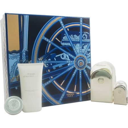 Voyage-DHermes-by-Hermes-for-Unisex-4-Pc-Gift-Set-3-3oz-EDT-Spray-Refillable-0-16oz-EDT-Mini-Splash-1oz-All-Over-Shower-Gel-0-35oz-Moistur